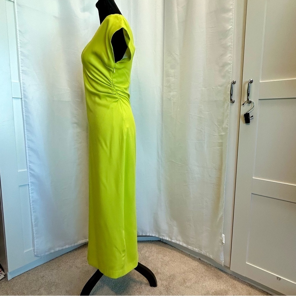Zara Women's lime green short sleeve V-neck bodycon Cocktail Dress Sz S NWOT - Picture 5 of 14